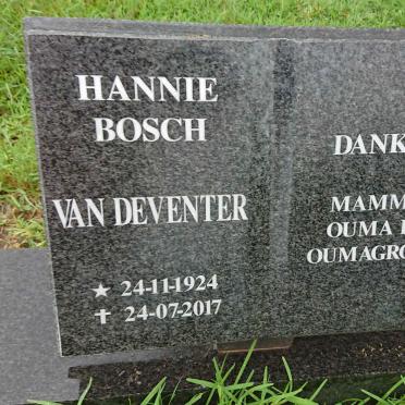 DEVENTER Hannie Bosch, van 1924-2017