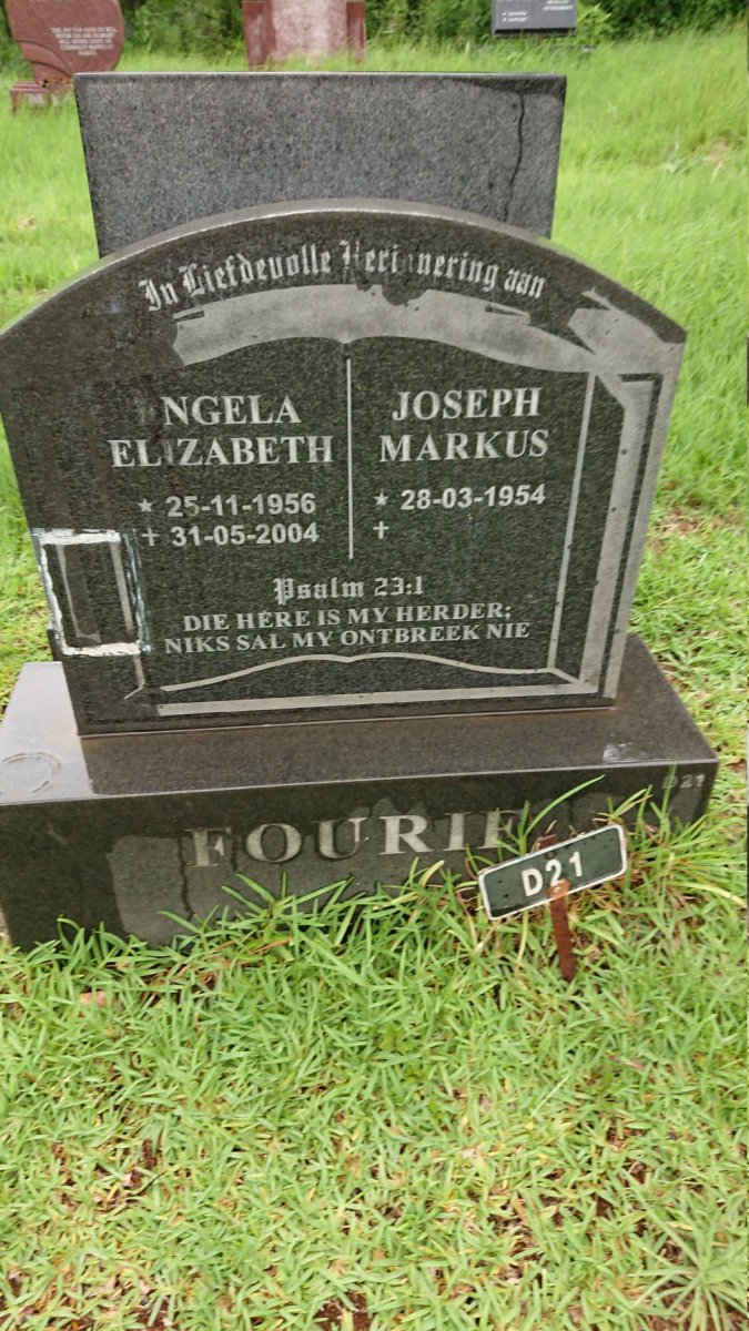 FOURIE Joseph Markus 1954- &amp; Engela Elizabeth 1956-2004