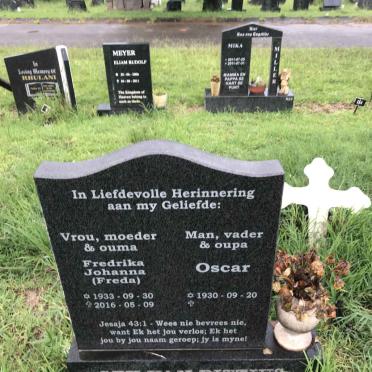 PITTIUS Oscar, gey van 1930- &amp; Fredrika Johanna 1933-2016