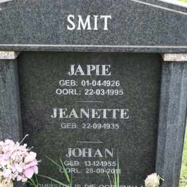 SMIT Japie 1926-1995 &amp; Jeanette 1935-