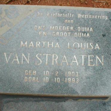 STRAATEN Martha Louisa, Van 1903-1993