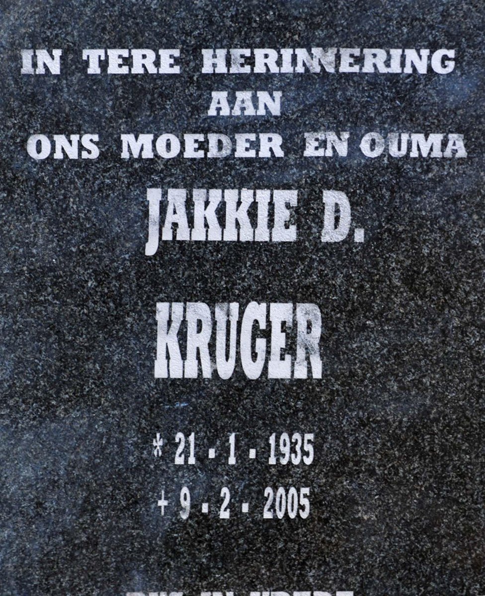 KRUGER Jakkie D. 1935-2005
