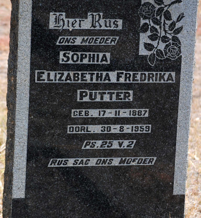 PUTTER Sophia Elizabetha Fredrika 1887-1959