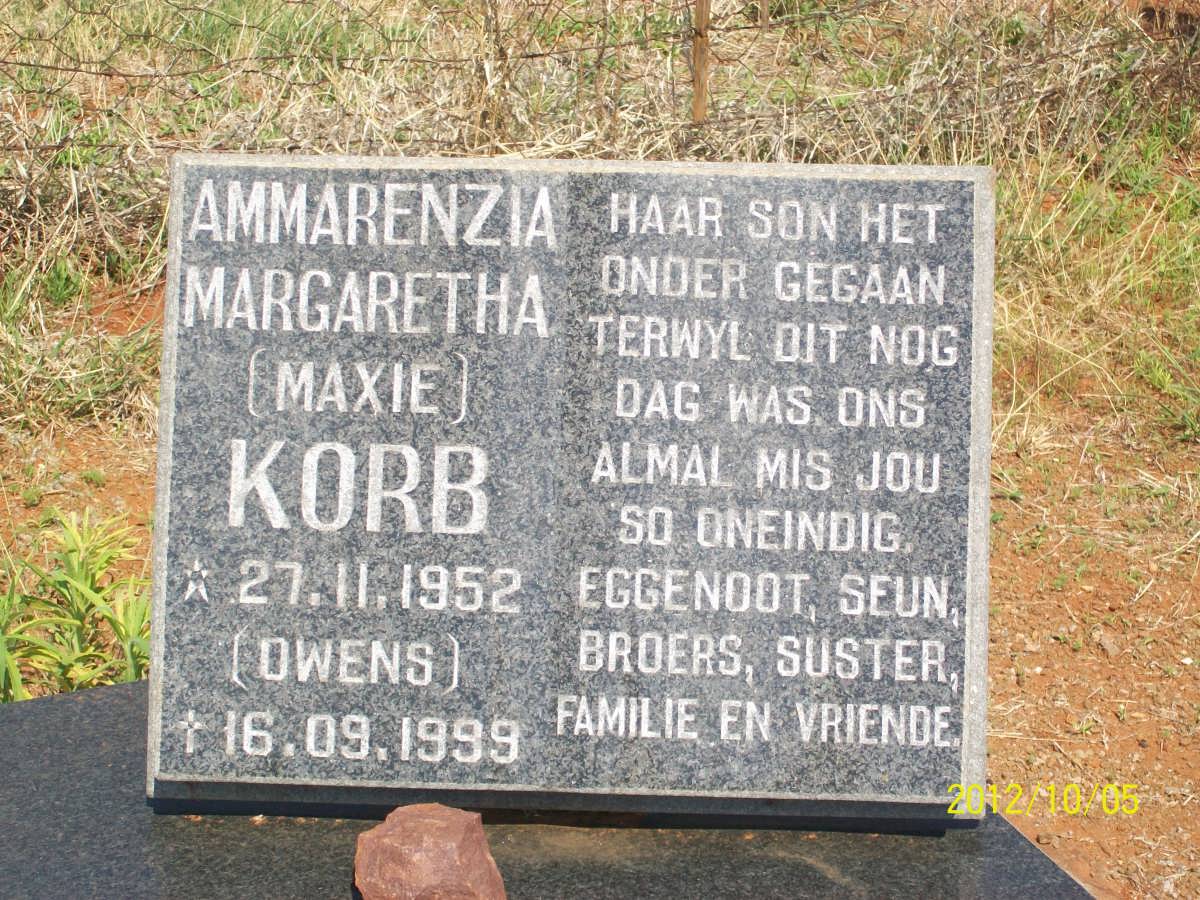 KORB Ammarenzia Margaretha nee OWENS 1952-1999