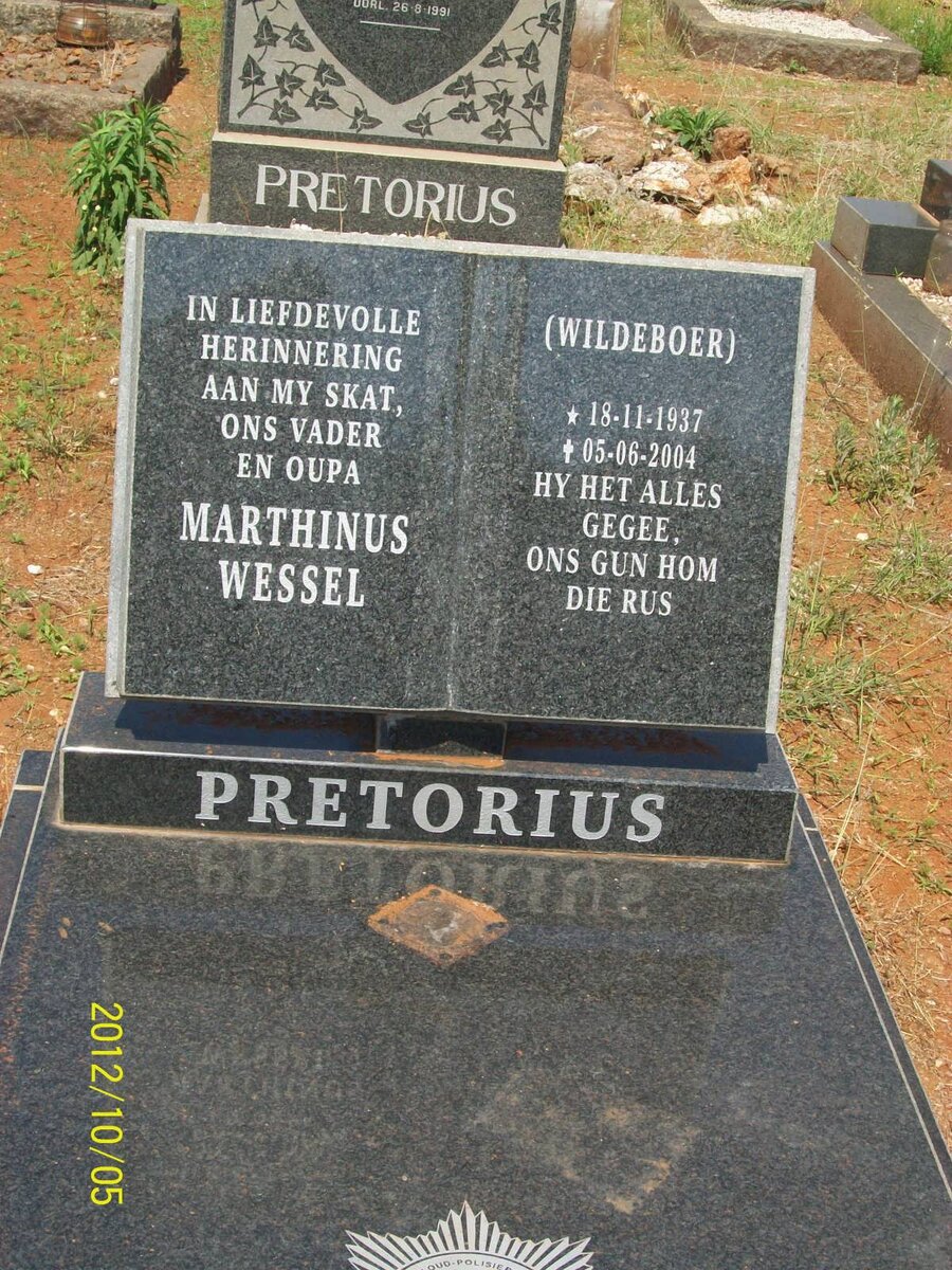 PRETORIUS Marthinus Wessel 1937-2004