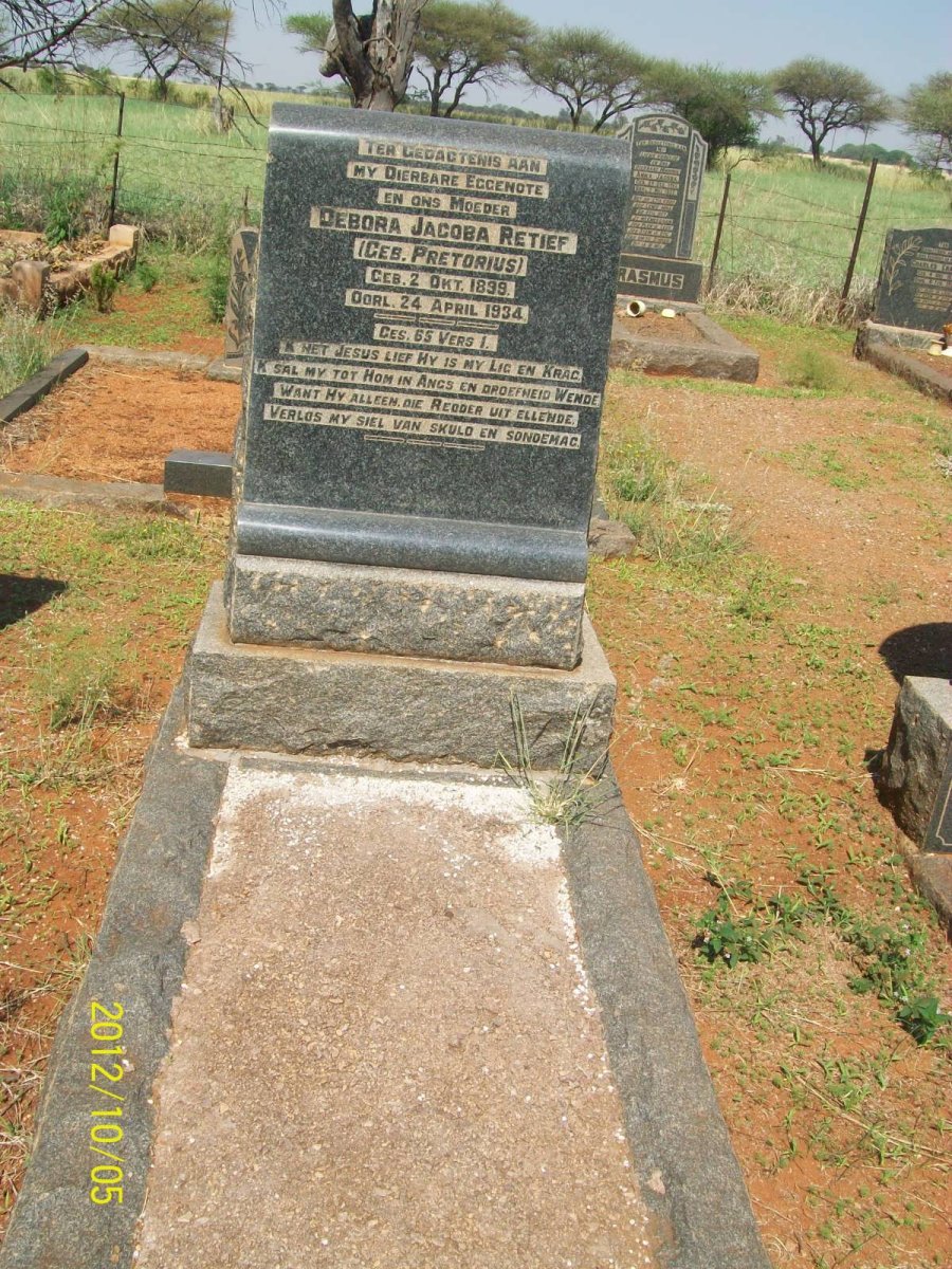 RETIEF Debora Jacoba nee PRETORIUS 1899-1934