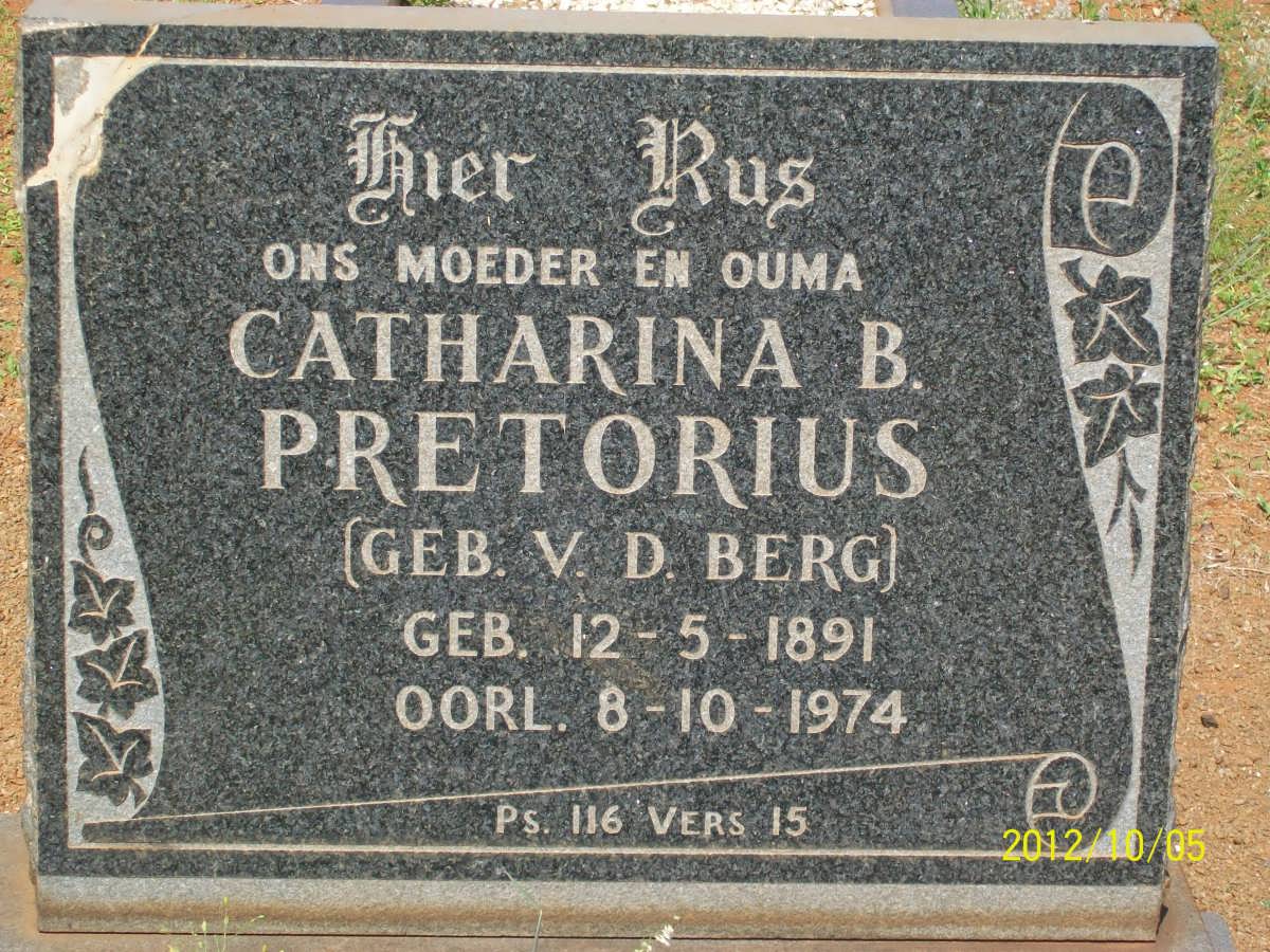 PRETORIUS Catharina B. nee v.d. BERG 1891-1974