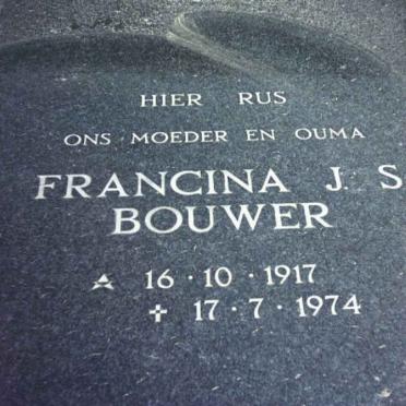 BOUWER Francina J.S. nee JONKER 1917-1974