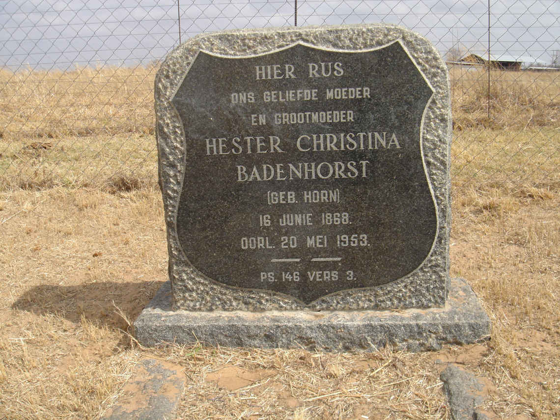 BADENHORST Hester Christina nee HORN 1868-1953