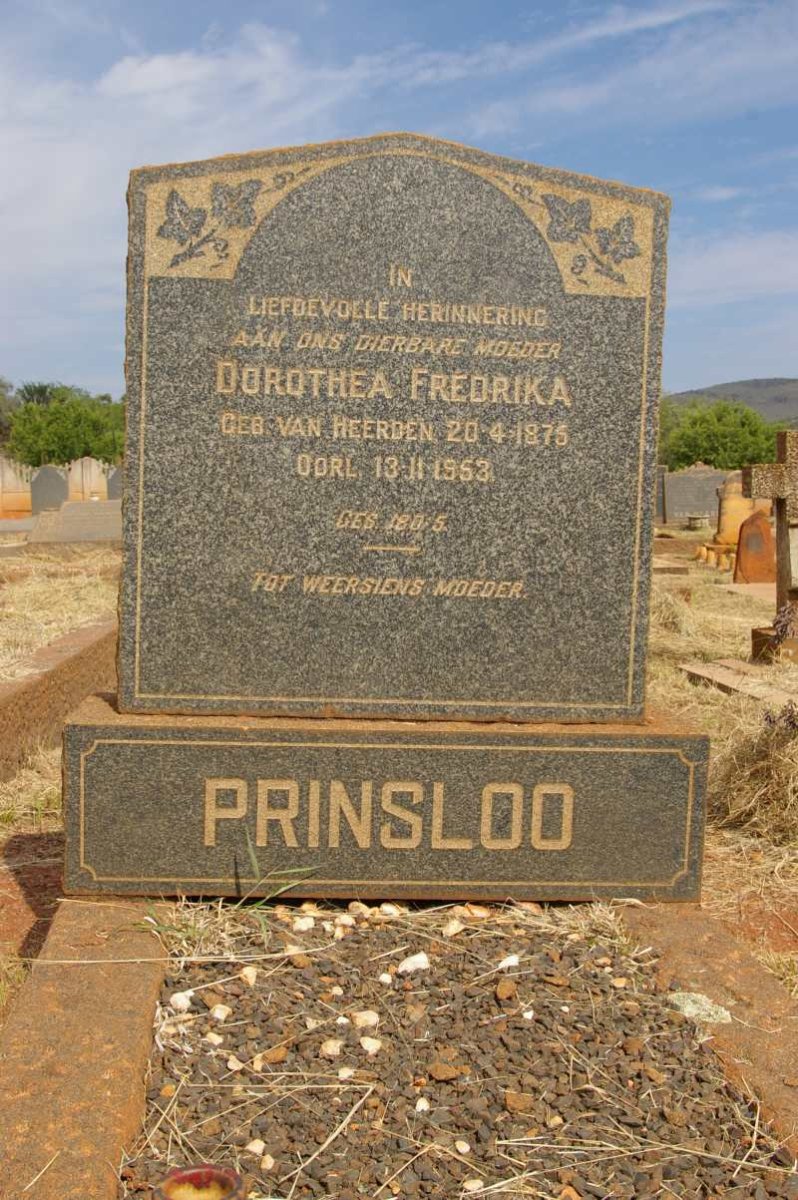 PRINSLOO Dorothea Fredrika nee VAN HEERDEN 1875-1953