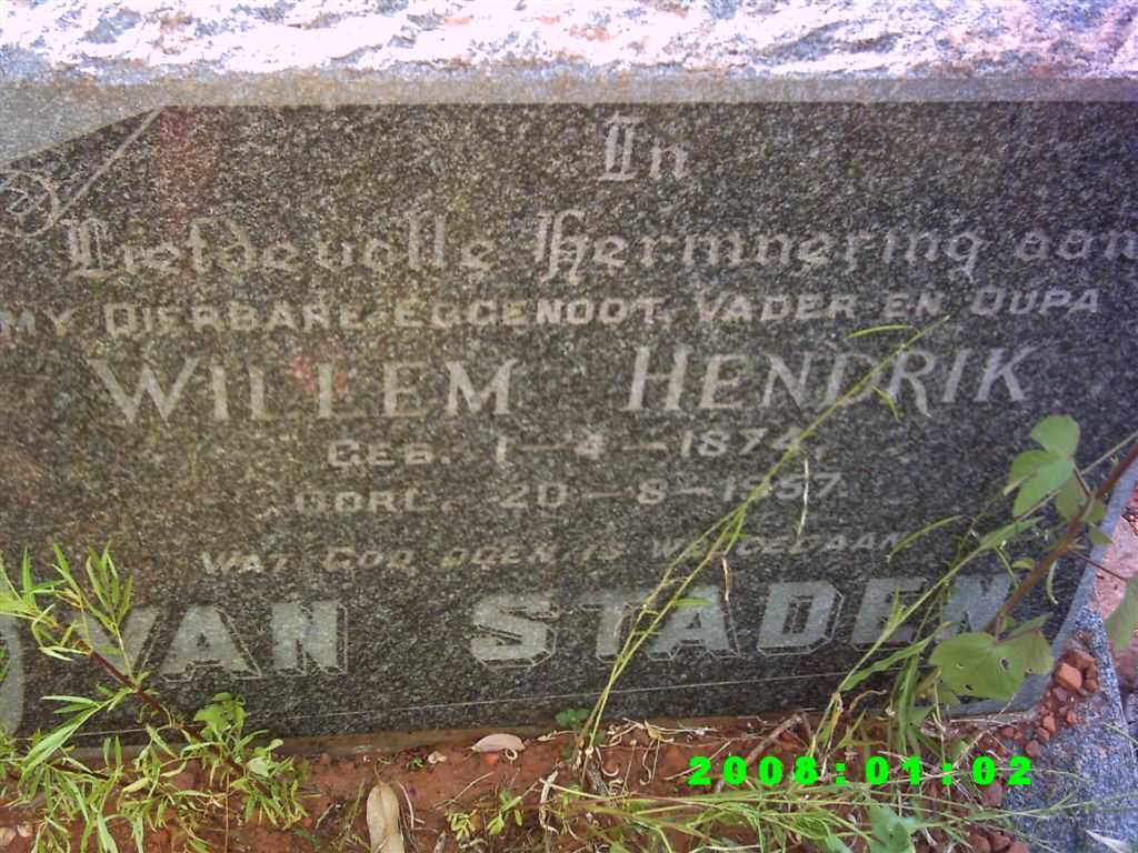 STADEN Willem Hendrik, van 1874-1957