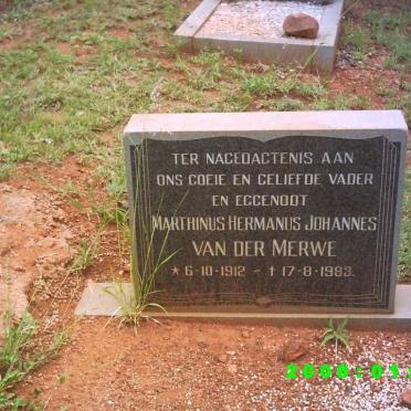 MERWE Marthinus Hermanus Johannes, van der 1912-1983 