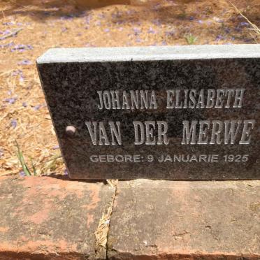 MERWE Johanna Elisabeth, van der 1925-
