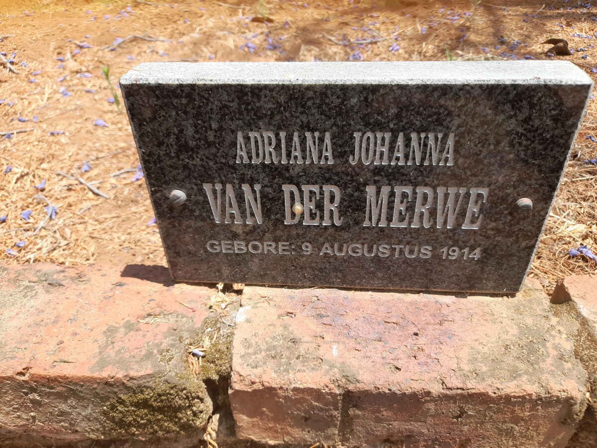 MERWE Adriana Johanna, van der 1914-