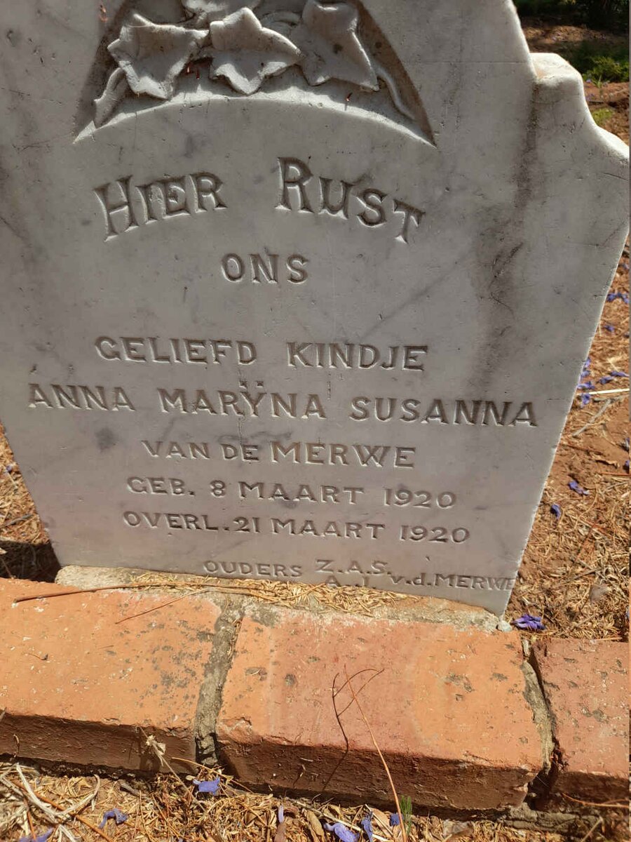 MERWE Anna Maryna Susanna, van der 1920-1920