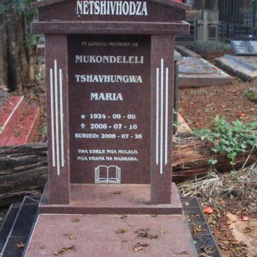 NETSHIVHODZA Mukondeleli Tshavhungwa Maria 1924-2008