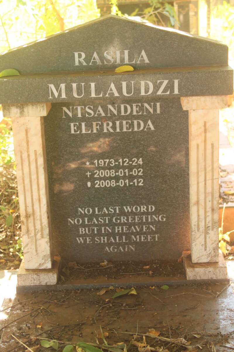 MULAUDZI Rasila Ntsandeni Elfrieda 1973-2008