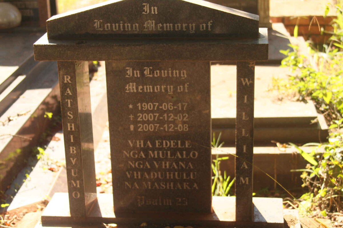 RATSHIBVUMO William 1907-2007