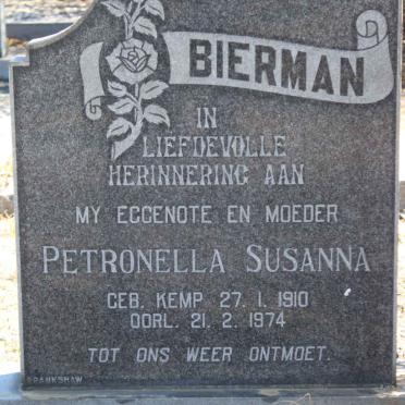 BIERMAN Petronella Susanna nee KEMP 1910-1974