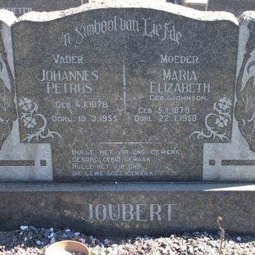 JOUBERT Johannes Petrus 1878-1955 &amp; Maria Elizabeth JOHNSON 1879-1958