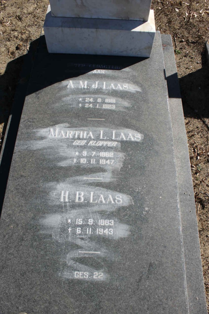 LAAS A.M.J. 1881-1927 :: LAAS Martha L. nee KLOPPER 1862-1947 :: LAAS H.B. 1883-1943
