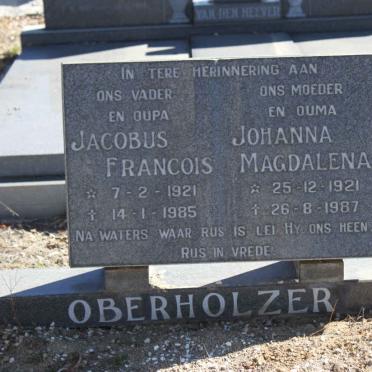OBERHOLZER Jacobus Francois 1921-1985 &amp; Johanna Magdalena 1921-1987