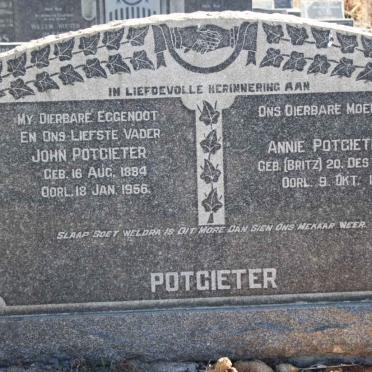 POTGIETER John 1884-1956 &amp; Annie BRITZ 1887-1975