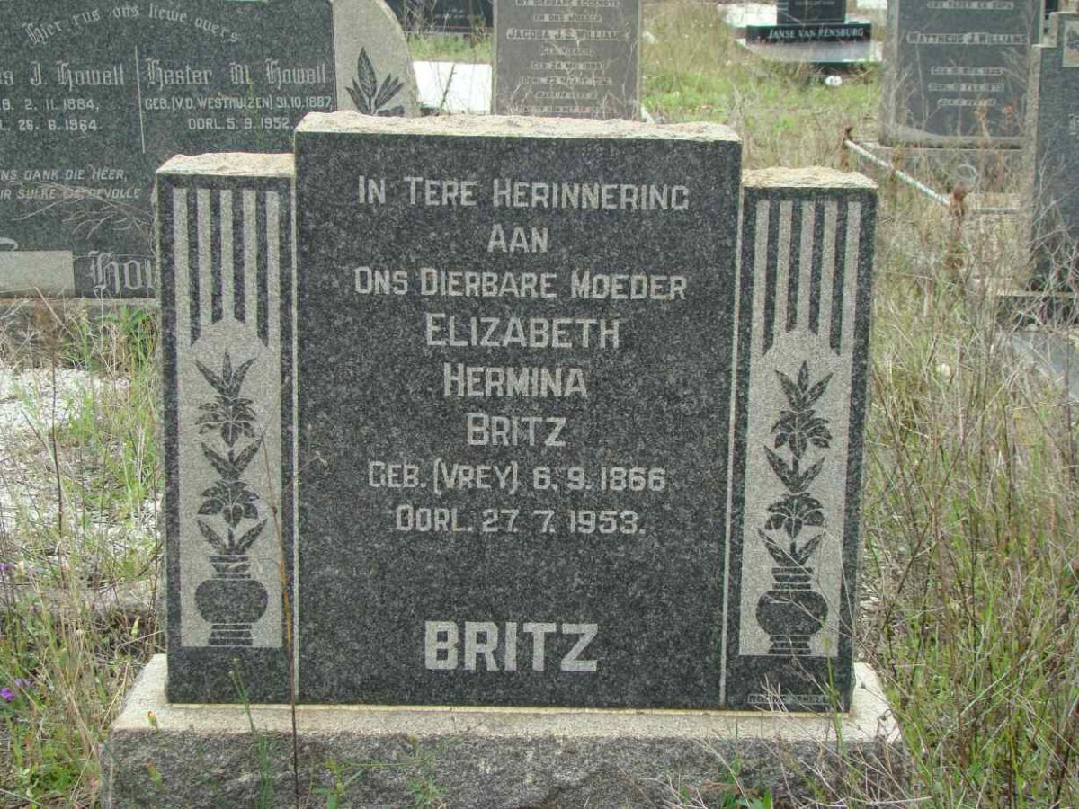 BRITZ Elizabeth Hermina nee VREY 1866-1953