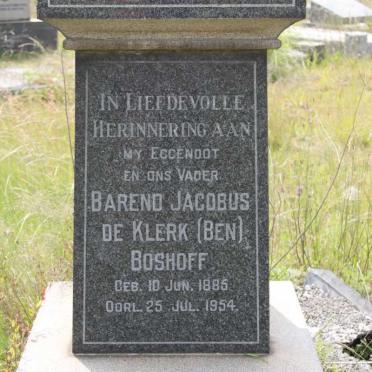 BOSHOFF Barend Jacobus de Klerk 1885-1954