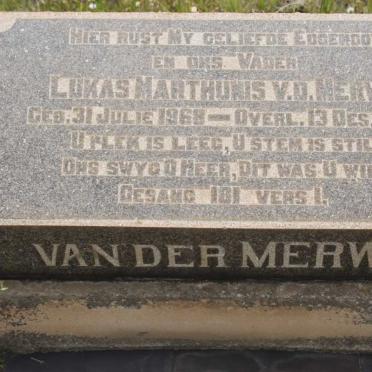 MERWE Lukas Marthunis, van der 1868-1941 