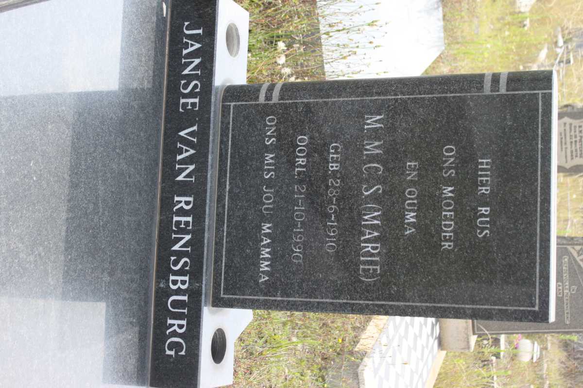 RENSBURG M.M.C.S., Janse van 1910-1990