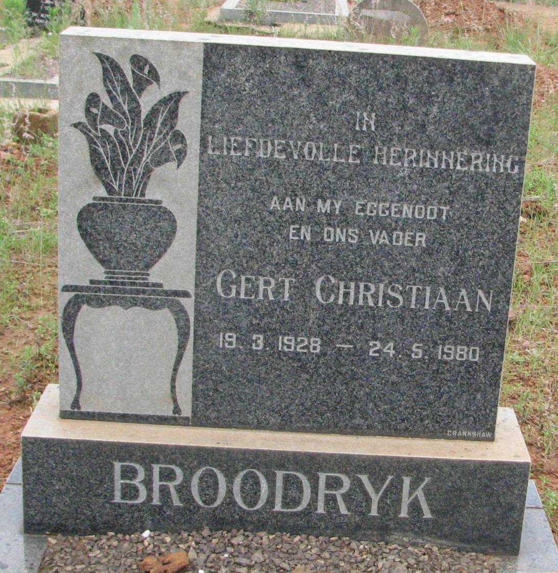 BROODRYK Gert Christiaan 1928-1980