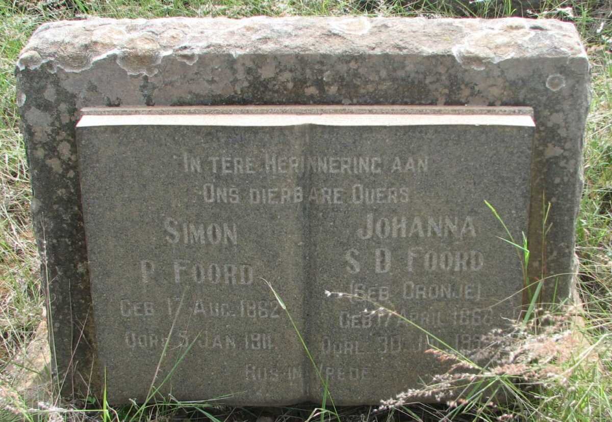 FOORD Simon P. 1862-191? &amp; Johanna S.D. CRONJE 1868-195?