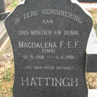 HATTINGH Christiaan Michiel 1903-1967 &amp; Magdalena F.E.F. 1918-1981