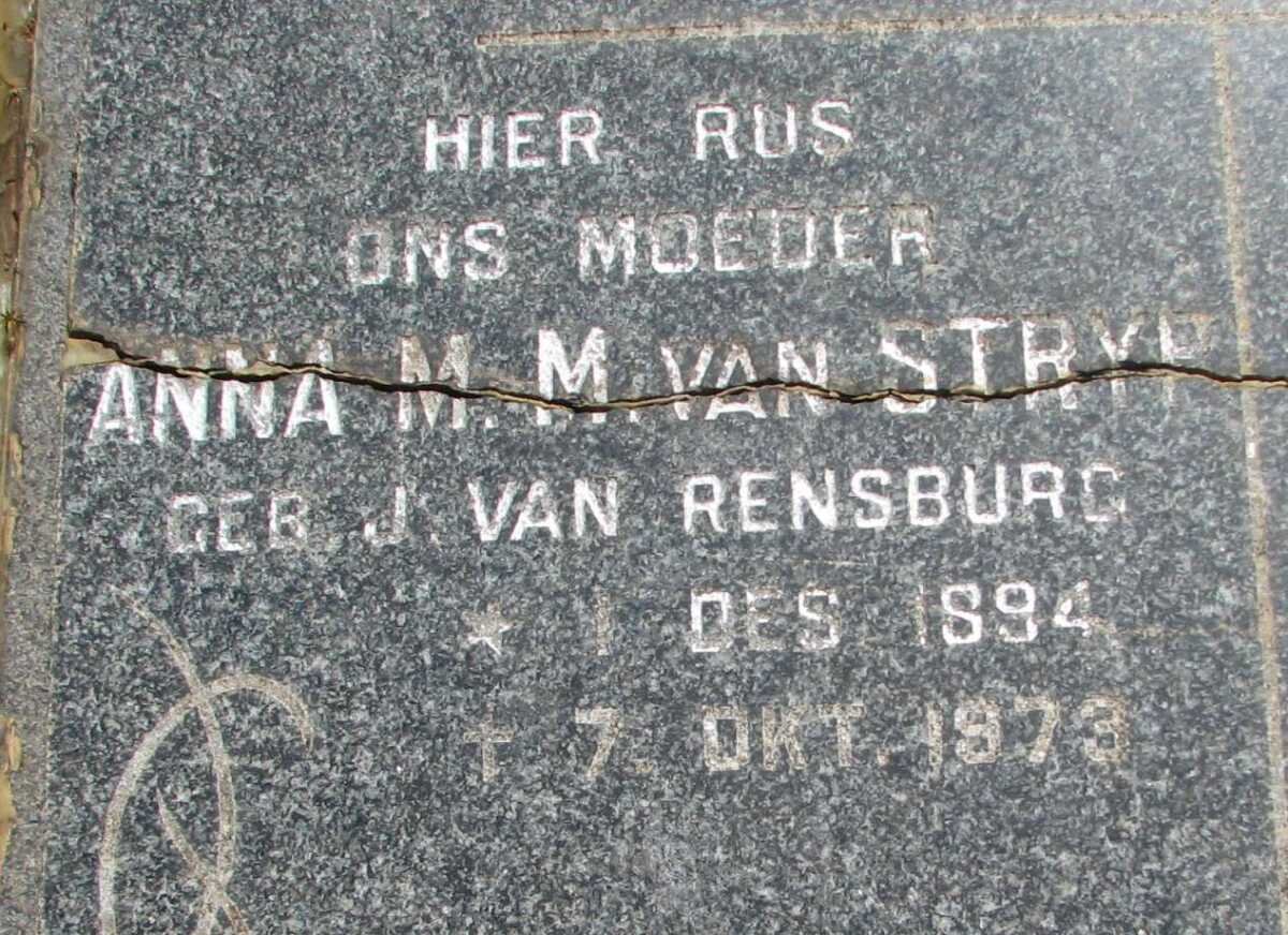 STRYP Anna M.M., van nee J. VAN RENSBURG 1894-1973