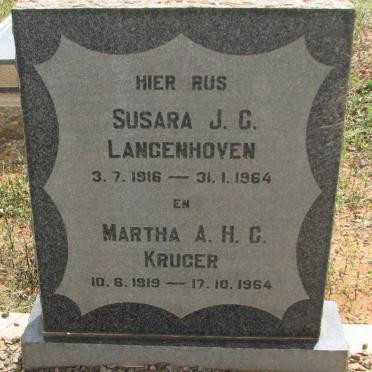 LANGENHOVEN Susara J.C. 1916-1964 :: KRUGER Martha A.H.C. 1919-1964