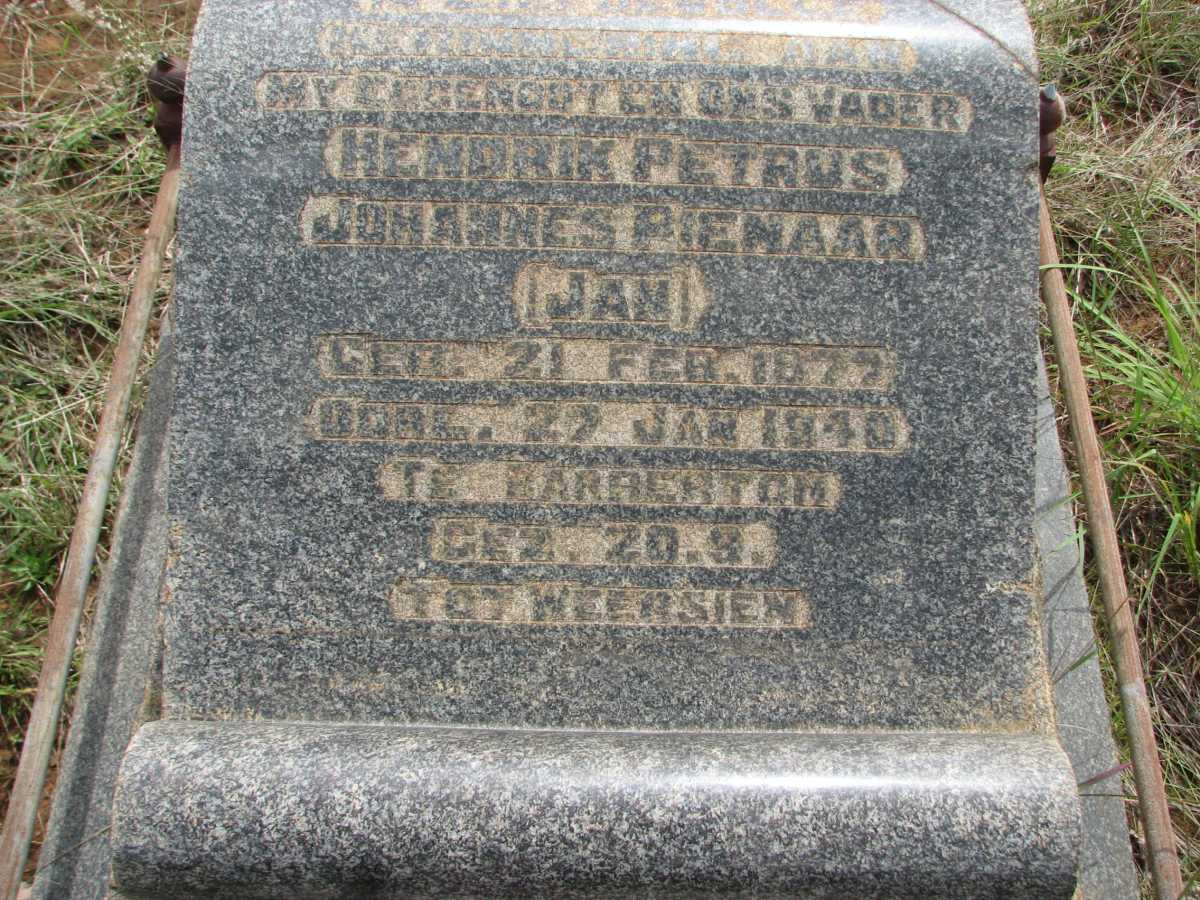 PIENAAR Hendrik Petrus Johannes 1877-1940