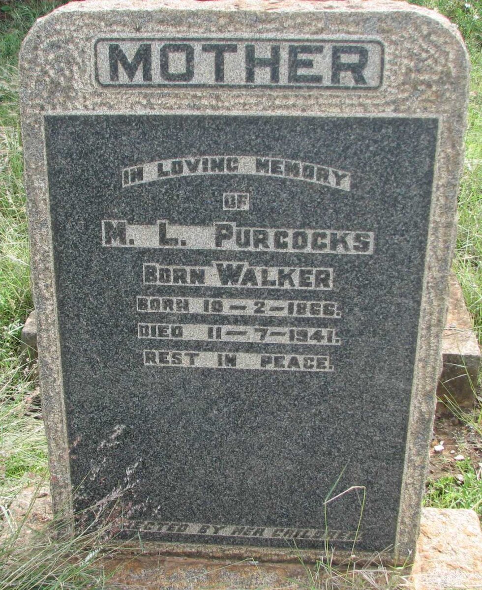 PURCOCKS M.L. nee WALKER 1866-1941