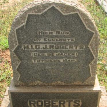 ROBERTS M.I.C.J. nee DE JAGER