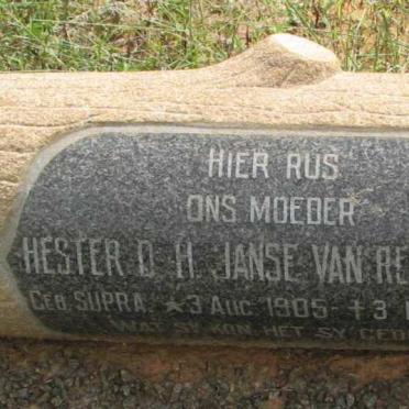 RENSBURG Renier, Janse van 1904-1963 &amp; Hester O.H. SUPRA 1905-1985