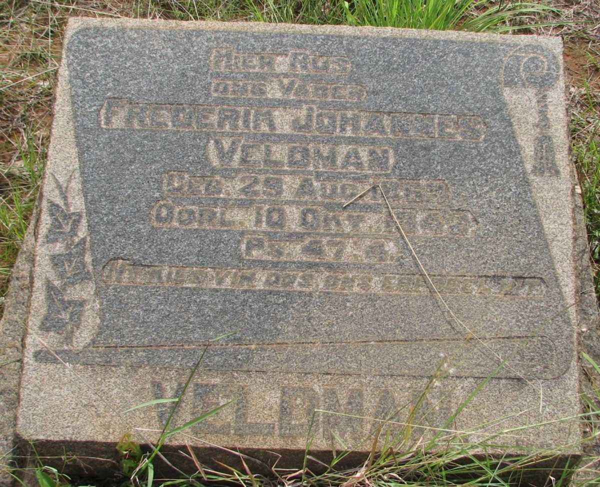 VELDMAN Frederik Johannes 18??-1949