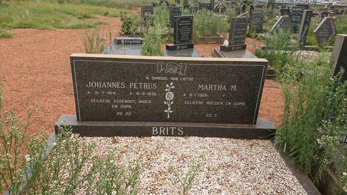 BRITS Johannes Petrus 1914-1978 &amp; Martha M. 1926-