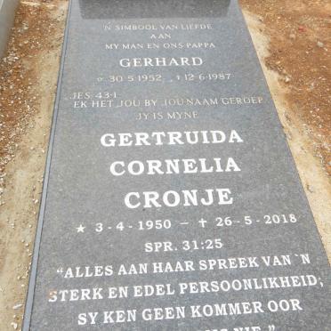 CRONJE Gerhard 1952-1987 &amp; Gertruida Cornelia 1950-2018