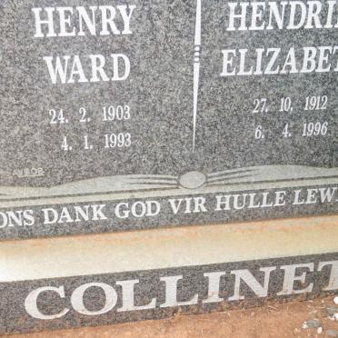 COLLINET Henry Ward 1903-1993 &amp; Hendrina Elizabeth 1912-1996