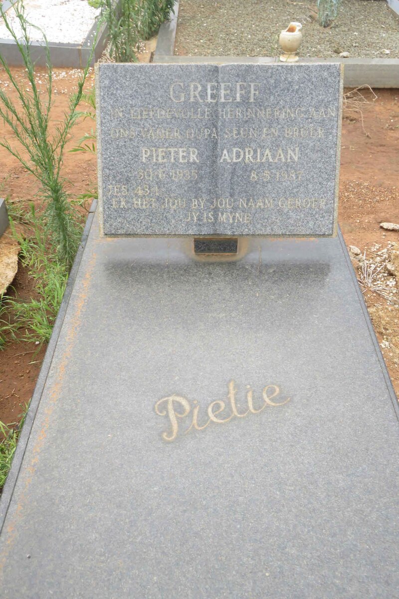 GREEFF Pieter Adriaan 1935-1987