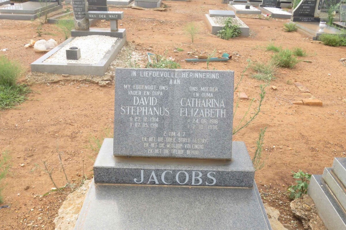 JACOBS David Stephanus 1914-1991 &amp; Catharina Elizabeth 1916-1996