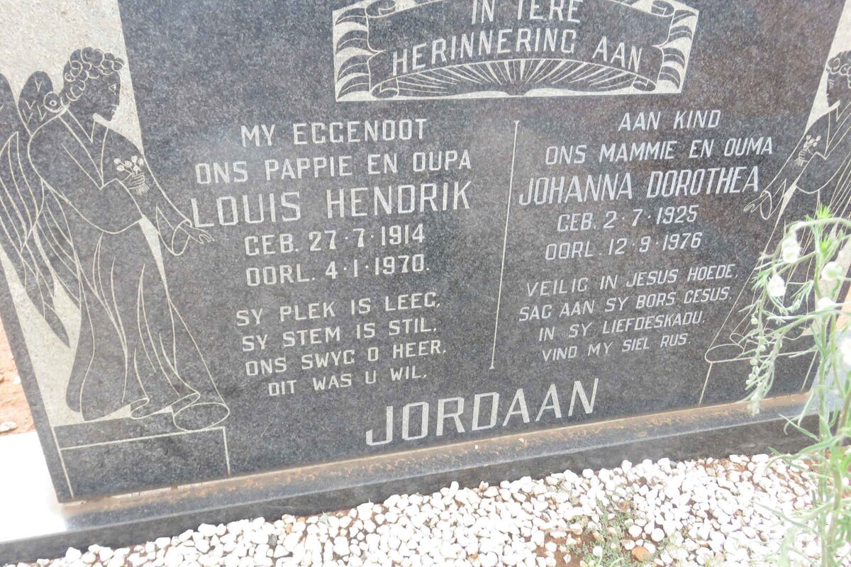 JORDAAN Louis Hendrik 1914-1970 &amp; Johanna Dorothea 1925-1976