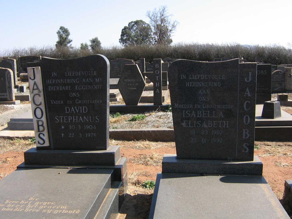 JACOBS David Stephanus 1904-1978 :: JACOBS Isabella Elisabeth 1907-1992