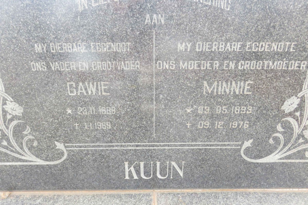 KUUN Gawie 1888-1969 &amp; Minnie 1893-1976