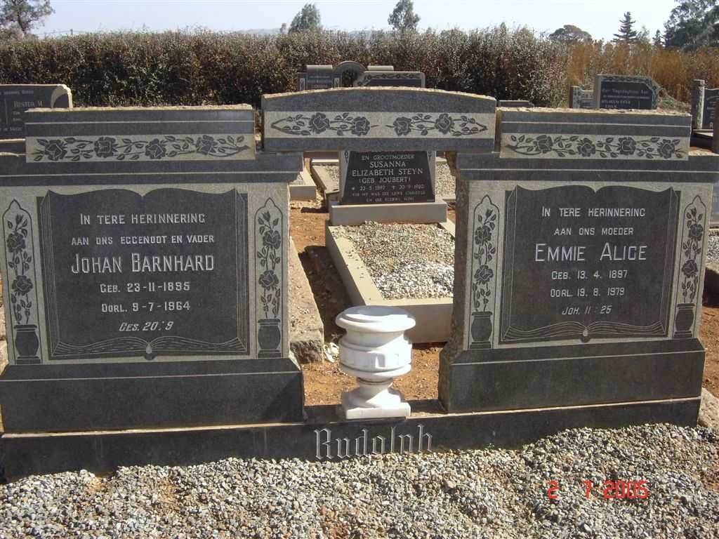 RUDOLPH Johan Barnhard 1895-1964 &amp; Emmie Alice 1897-1979